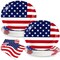 100PCS Heavy Duty Patriotic Oval Paper Plates & Napkins Set for 50 Guests – Red, White & Blue American Flag Disposable Tableware for 4th of July, Independence Day & Veterans Day Events